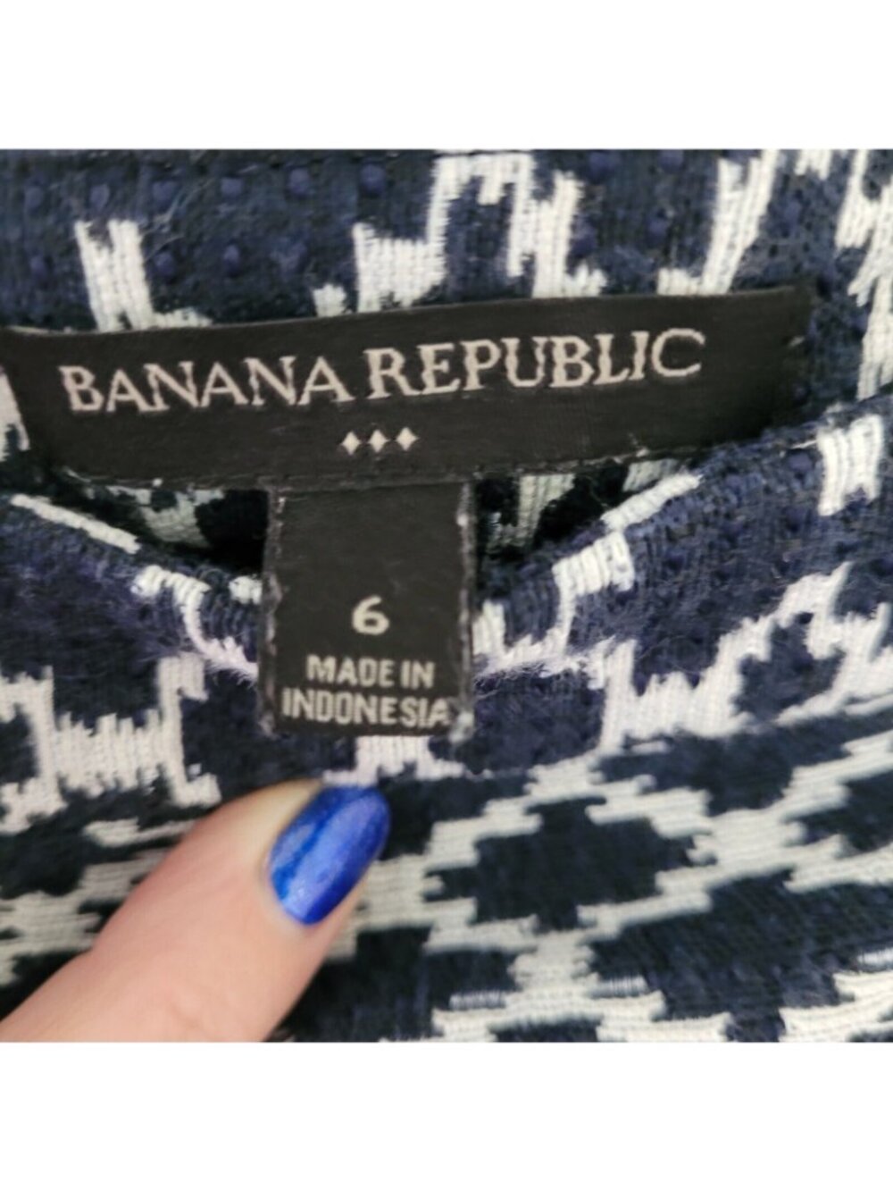 Banana Republic Geometric Skirt Womens Size 6 Blue White Pockets Career - Picture 7 of 9